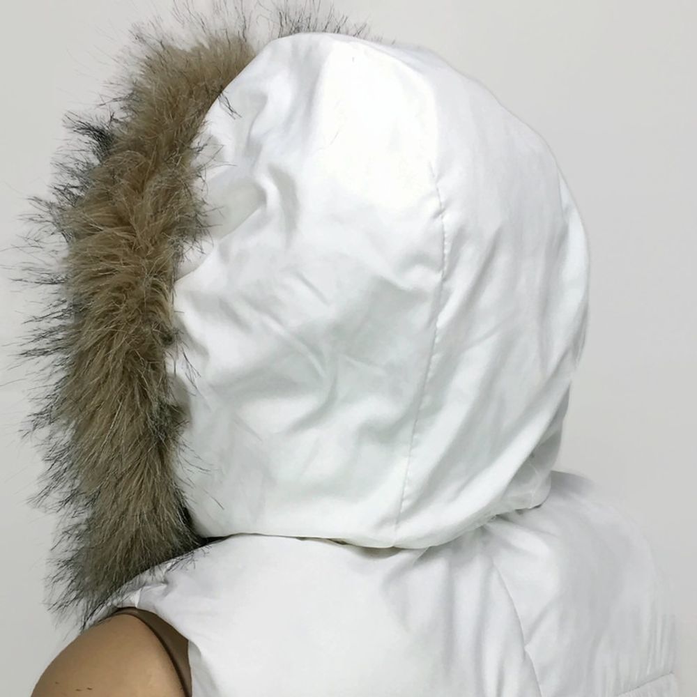 Guess White Puffer Hooded Vest Size X Large - Picture 3 of 8